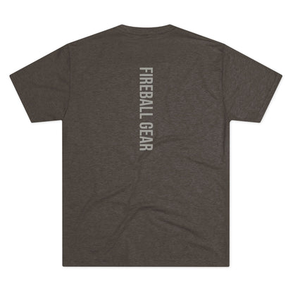 Fireball Gear - Flame & Gear Centered - Gray & White - Triblend Fitness T-shirt