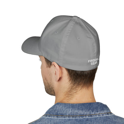 Beast Mode Series - Flame & Gear Circle - FlexFit Cap - Black & White