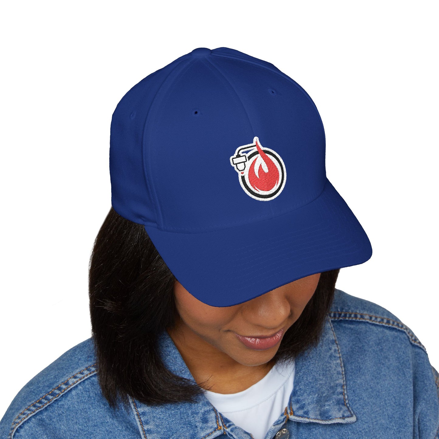Fireball 3D - Brand Logo - Red & White - Dark Colors - FlexFit Cap