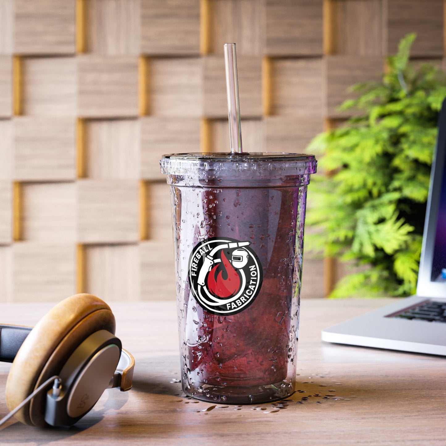 Fireball Fabrication - 16oz Insulated Acrylic Tumbler, with Lid and Straw