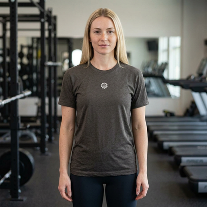Fireball Gear - Flame & Gear Centered - Gray & White - Triblend Fitness T-shirt