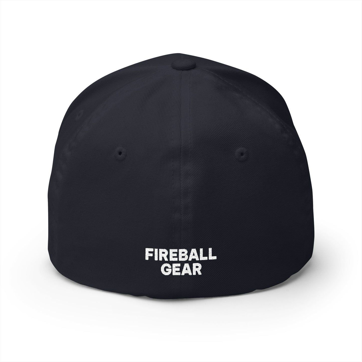 Fireball 3D - Brand Logo - Flame & Text - Red & White - Dark Colors - FlexFit Cap