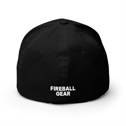 Fireball 3D - Brand Logo - Red & White - Dark Colors - FlexFit Cap