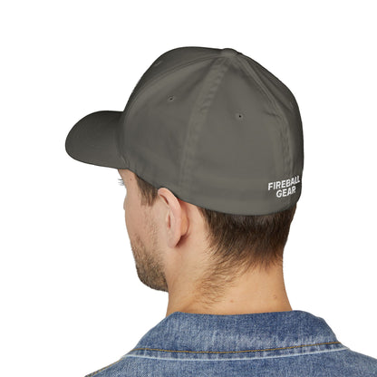 Beast Mode Series - Flame & Gear Circle - FlexFit Cap - Black & White