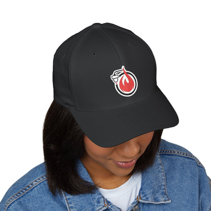 Fireball 3D - Brand Logo - Red & White - Dark Colors - FlexFit Cap