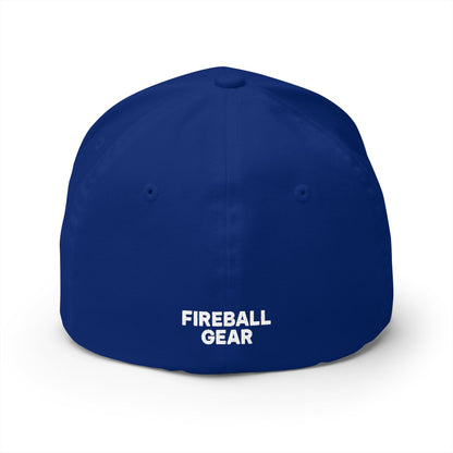 Fireball Gear - Flame & Gear - White - FlexFit Embroidered Baseball Cap