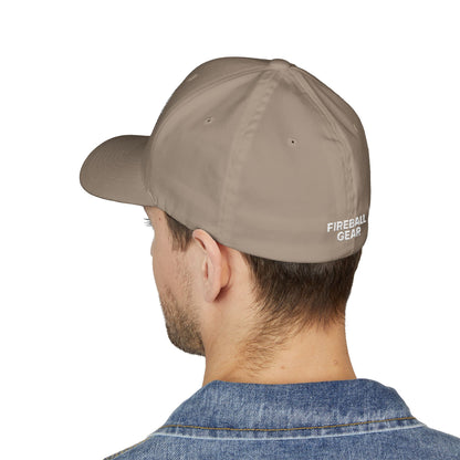 Beast Mode Series - Flame & Gear Circle - FlexFit Cap - Black & White
