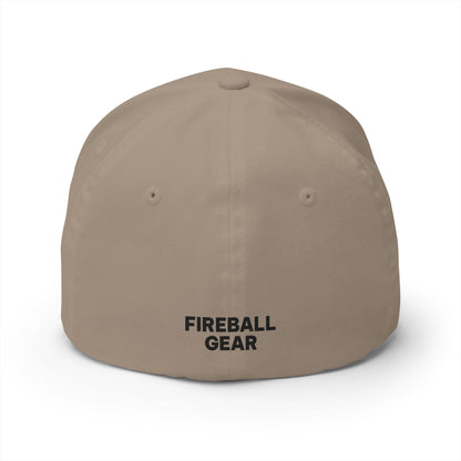 Fireball Gear - Flame & Gear - Black - FlexFit Embroidered Baseball Cap